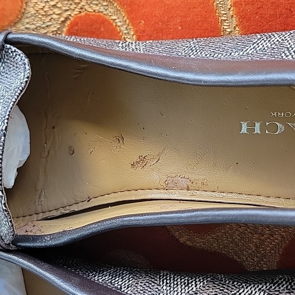 Coach Olive Loafer Signature Embossed Canvas Flat Size 7B Chestnut - Picture 6 of 8